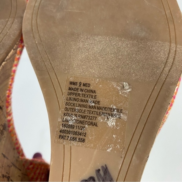 Lauren Conrad Pink Tweed Open Toe Cork Wedge Sandals Barbie - Picture 6 of 6